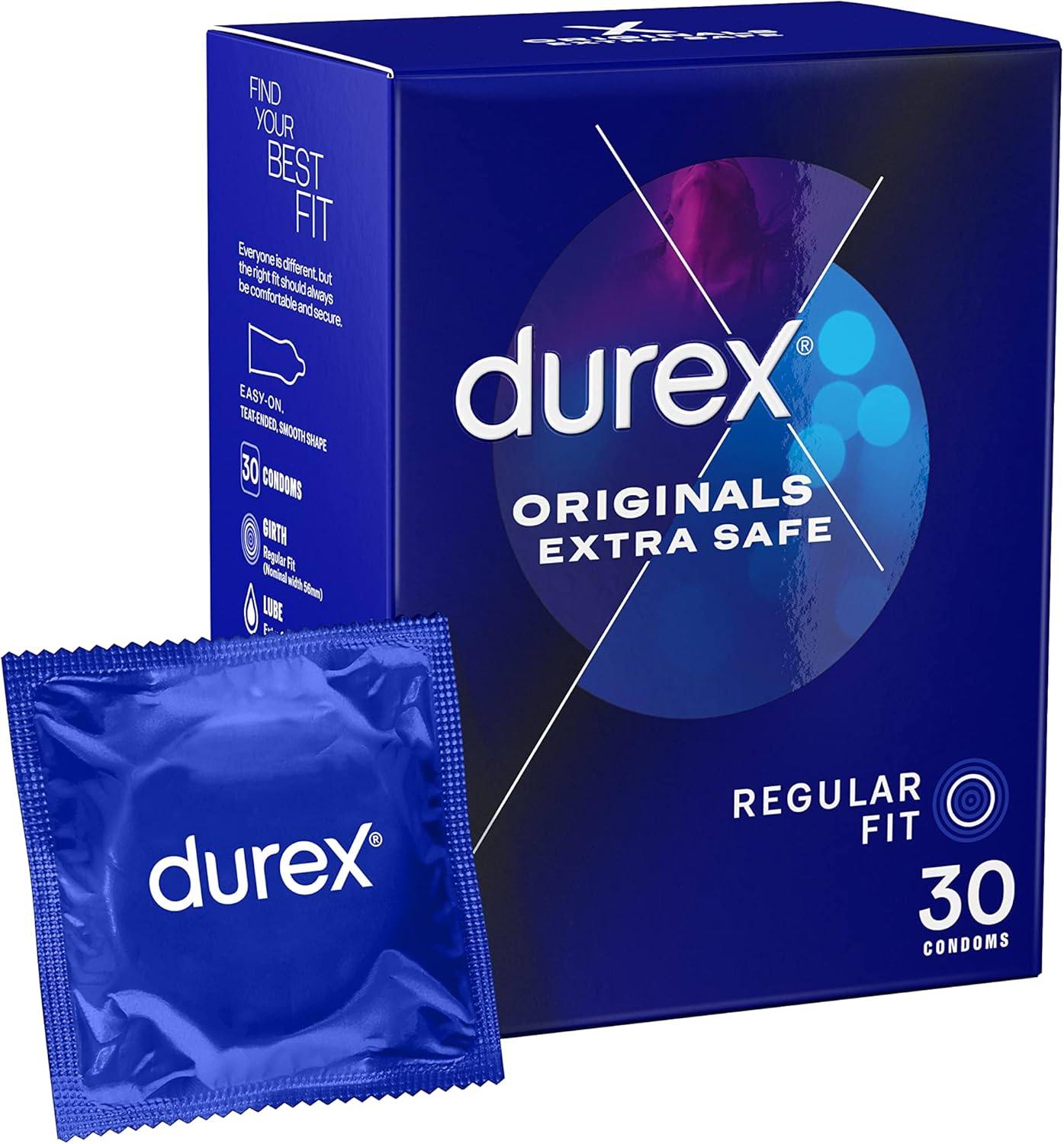 Durex Originals Extra Safe 30 Pack - Regular Fit, Extra Lubricated