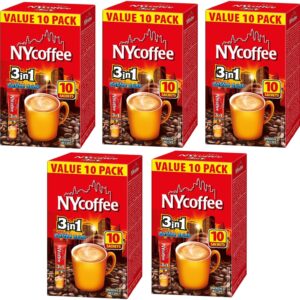 50 x NY Coffee 3 in 1 Sachets White Coffee Sachet with Sugar - 5 Boxes x 10 Instant
