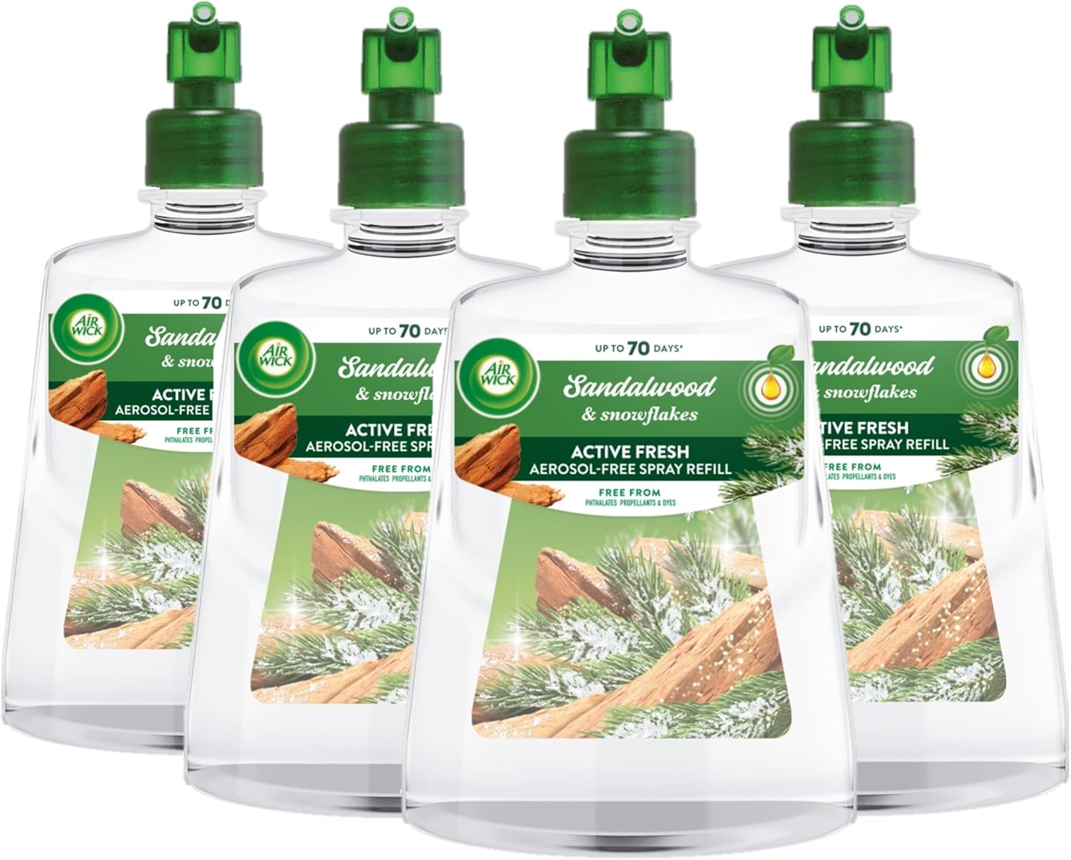 4 x Air Wick Aerosol-Free Automatic Air Freshener Spray Refill, Sandalwood 228ml