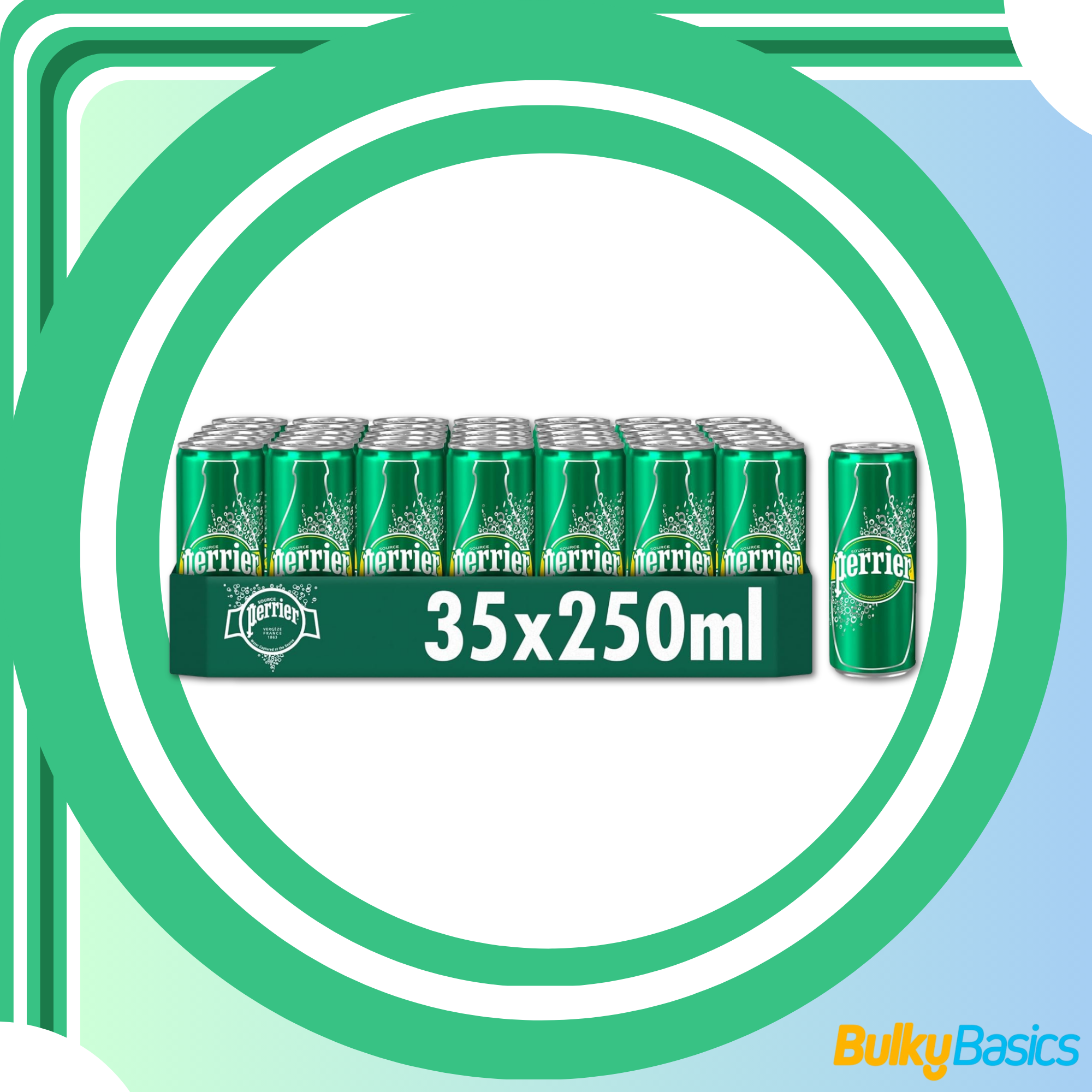 35 x Perrier Sparkling Natural Mineral Water 250 ml