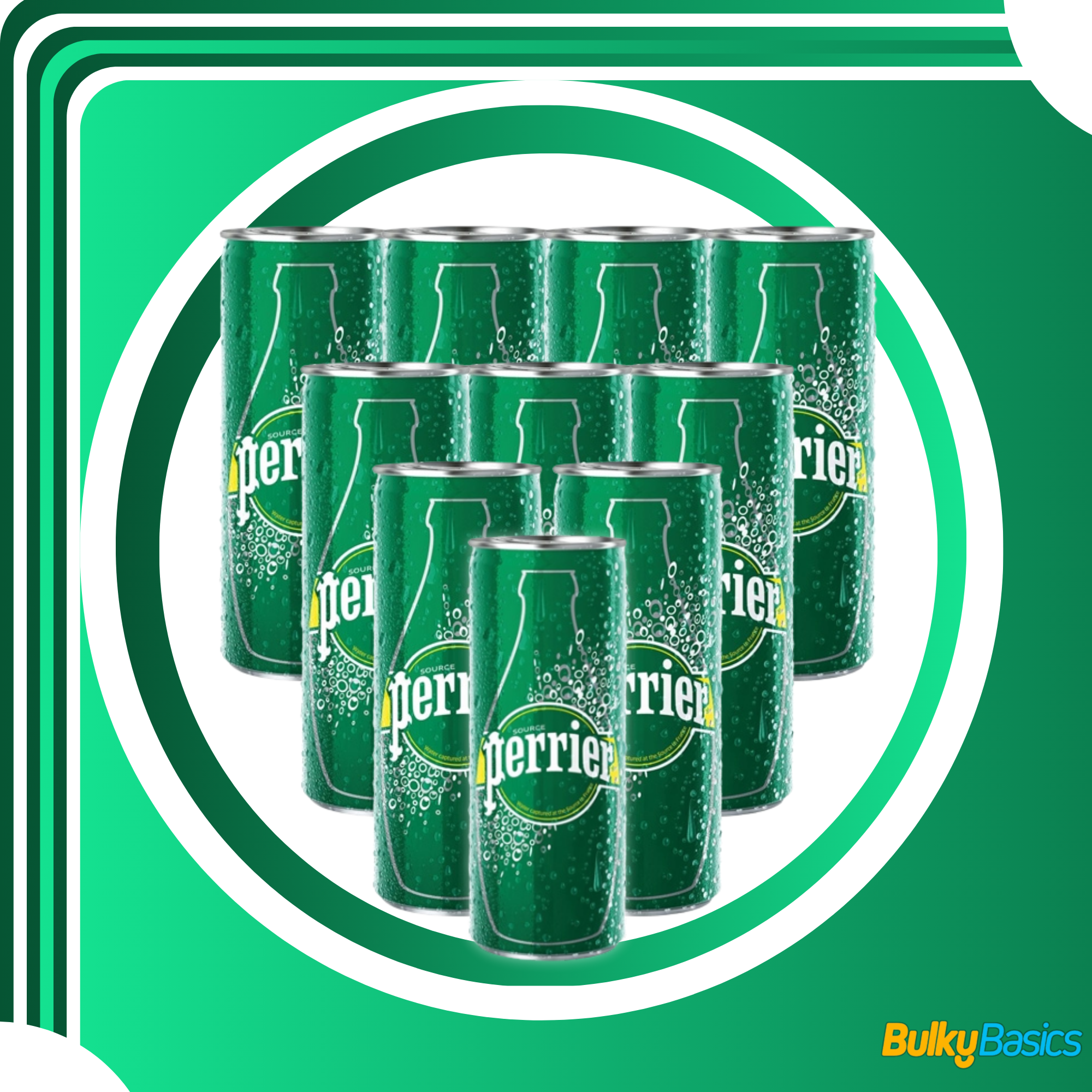 10 x Perrier Sparkling Natural Mineral Water 250 ml