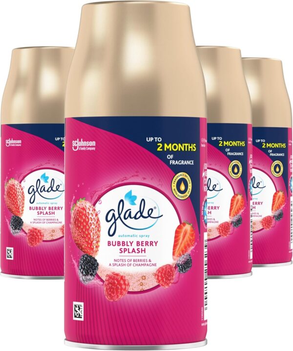4x Glade Automatic Air Freshener Refills, Berry Splash Spray & Odour Eliminator
