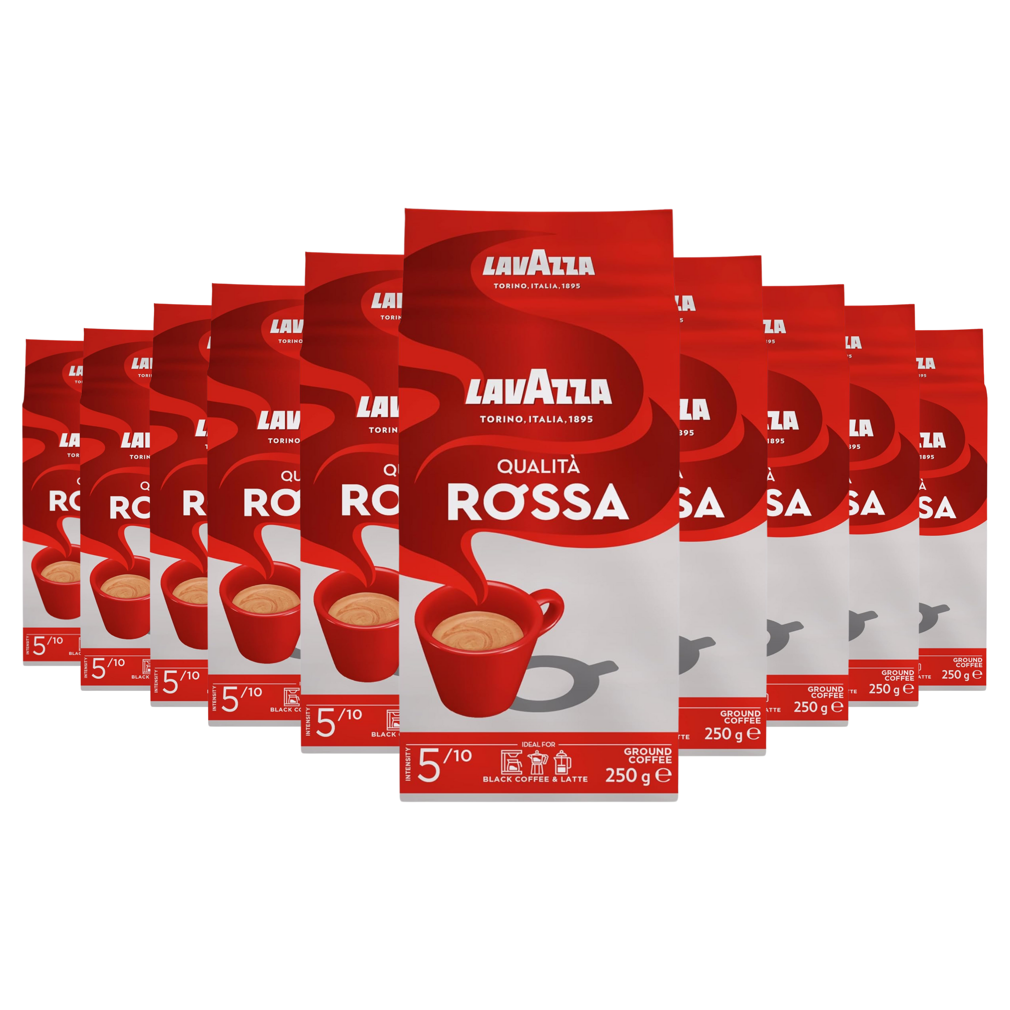 Lavazza Qualità Rossa Ground Coffee - 10 Packs of 250g