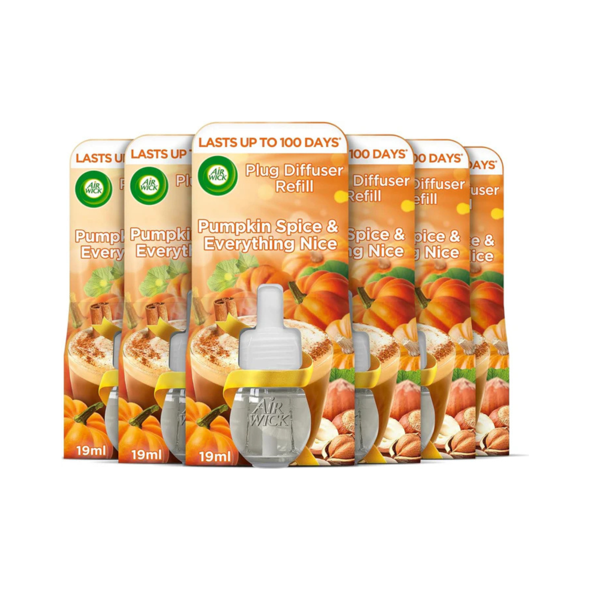Air Wick Plug in Diffuser Refill, Pumpkin Spice & Everything Nice - 6 Pack