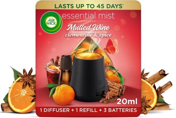 Air Wick Mulled Wine Clementine & Spice Essential Mist Diffuser Kit 20ml