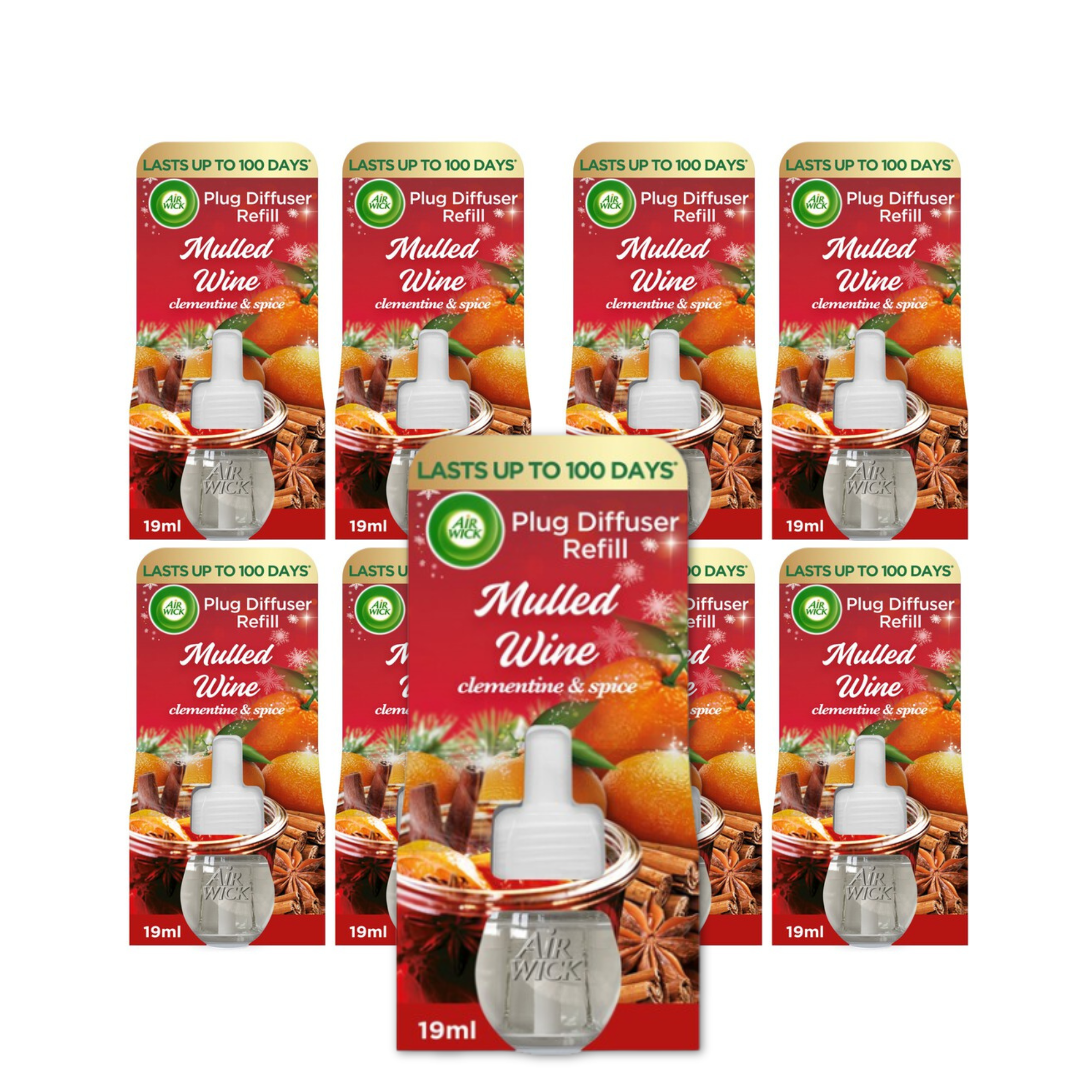 9 x 19ml Air Wick Mulled Wine Clementine & Spice Electrical Plug In Refill