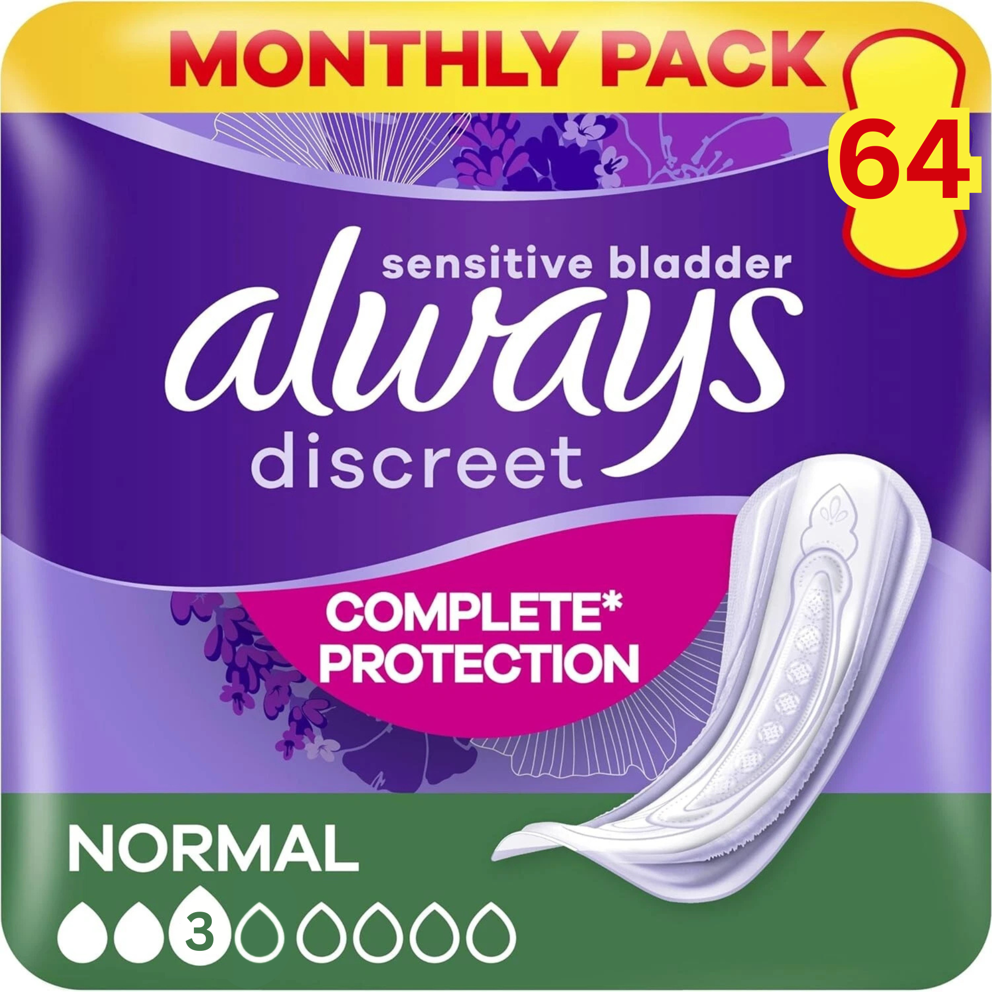 Always Discreet Normal - Absorbency 3 - 64 Pads
