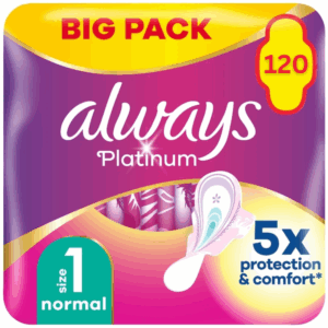 Always Platinum Normal (Size 1) Sanitary Towels with Wings 120 Pads