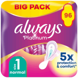 Always Platinum Normal (Size 1) Sanitary Towels with Wings 96 Pads