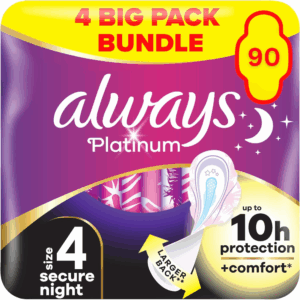 Always Platinum Secure Night Size 4 Sanitary Towels Wings - 90 Pads