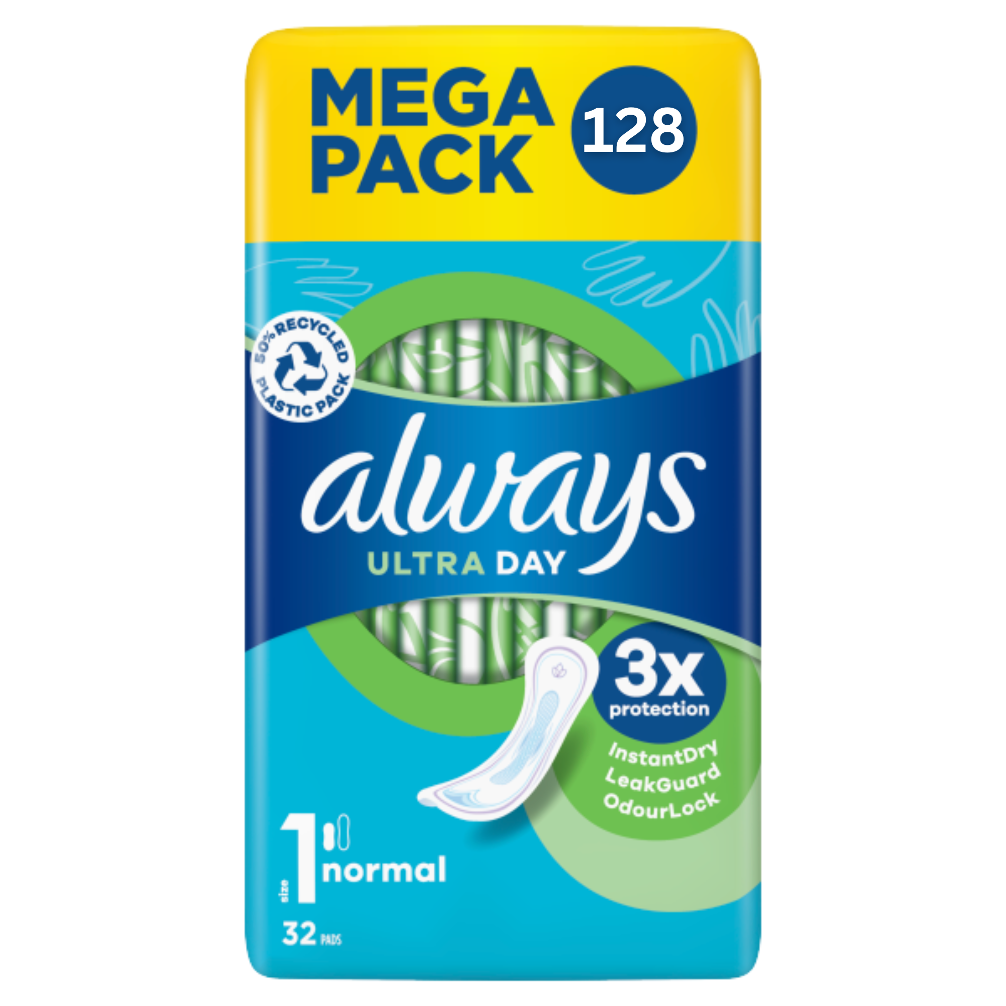 Always Ultra Day Sanitary Towels, Size 1, Normal, 128 Towels