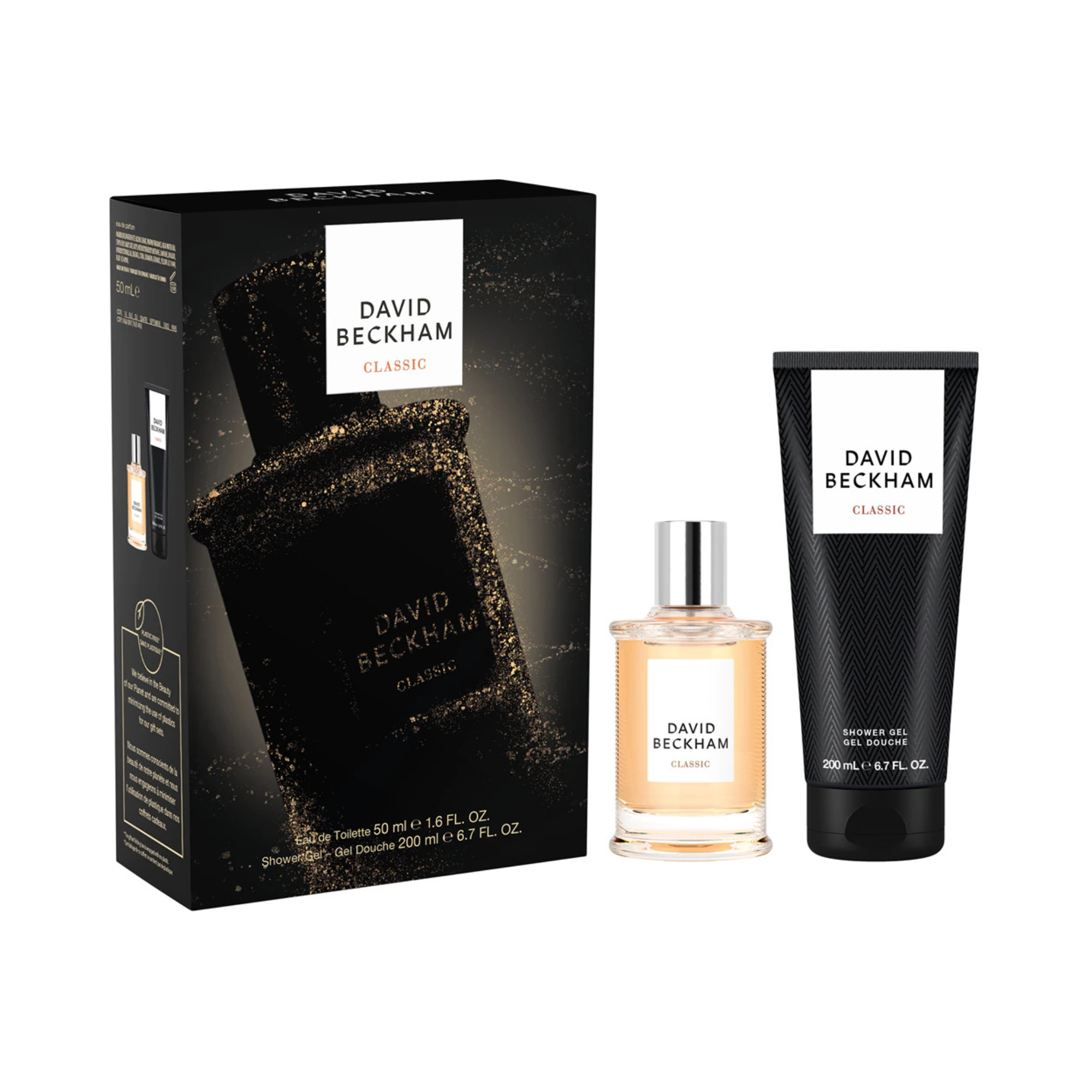 David Beckham Classic Giftset For Him including Eau de Toilette 50ml and Shower Gel 200ml