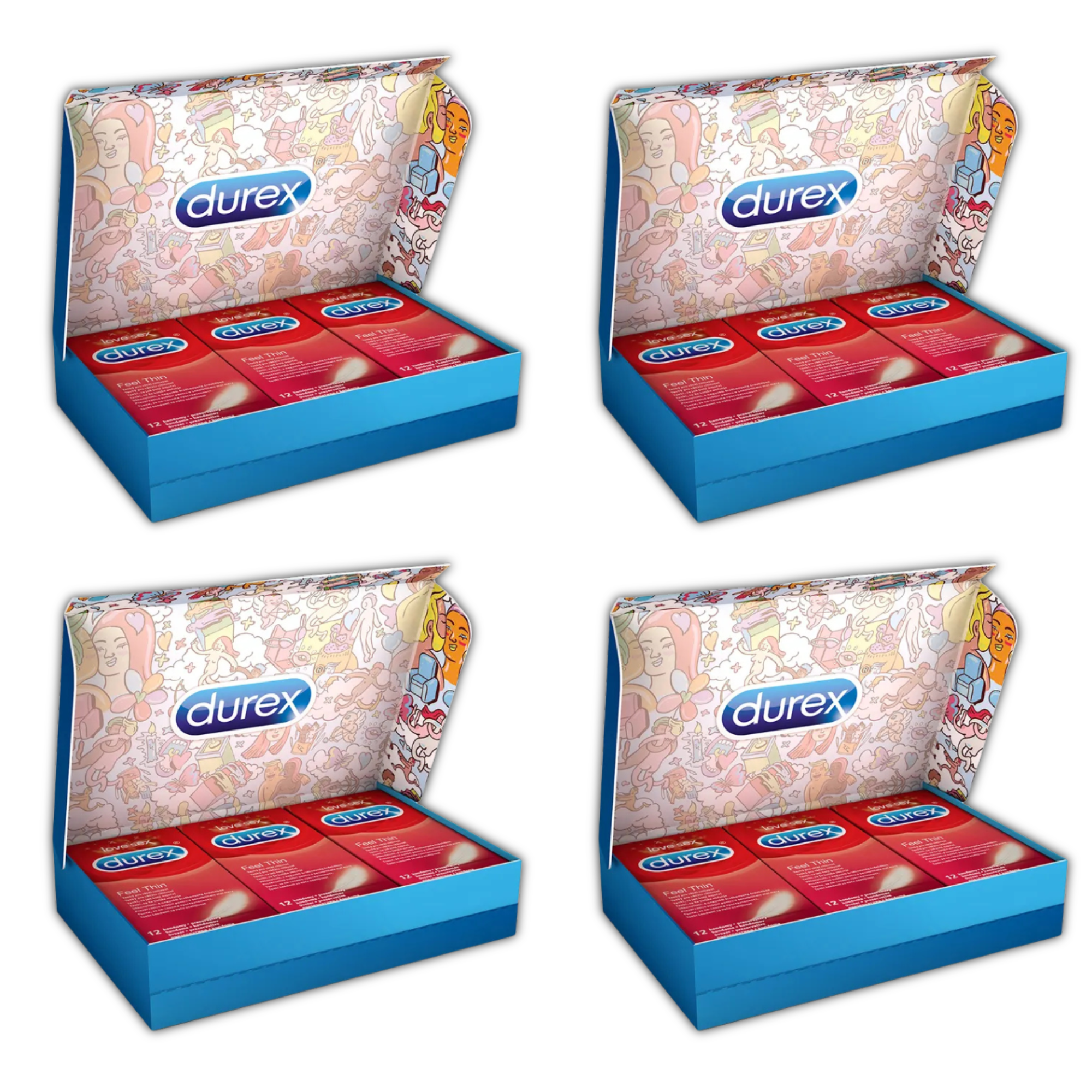 Durex Feel Thin Condoms - Variations - 36 - 72 - 108 - 144 Total Condoms - 144