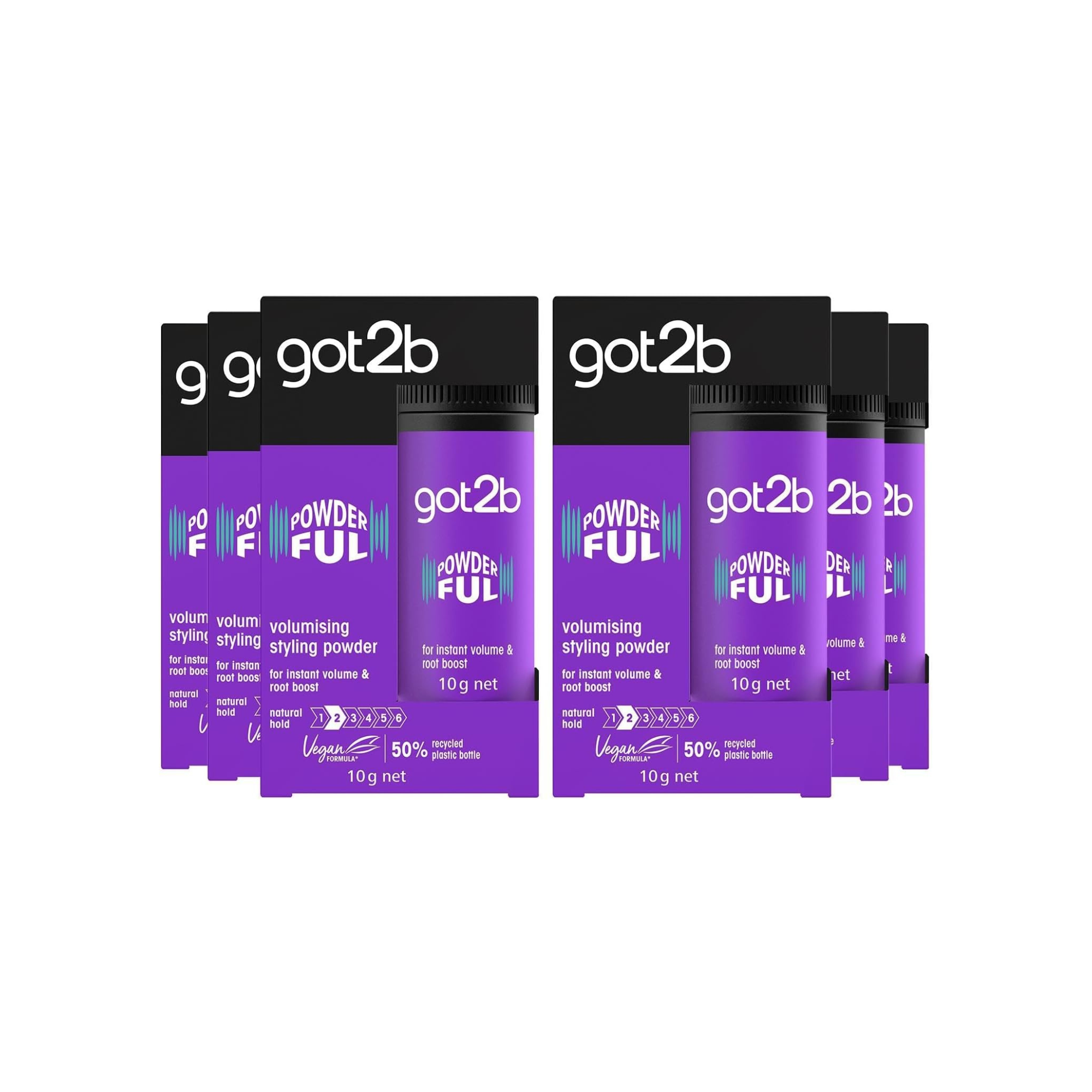Schwarzkopf got2b POWDER'ful Volumising Unisex Styling Powder, For Instant Volume and Root Boost, Vegan, 10 g - Pack of 6