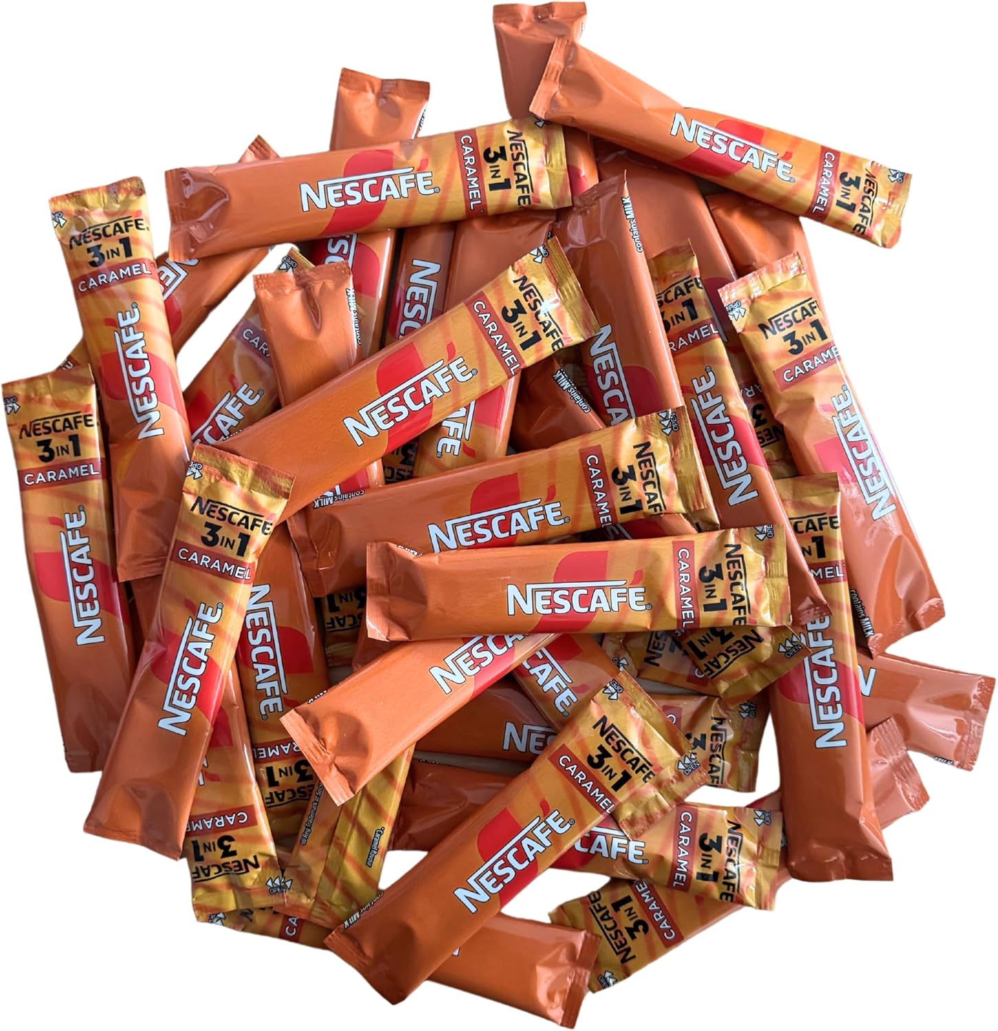 Original 3in1 Caramel Instant Coffee Sachets 100 x 16g - Finely Creamy, All in 1 Sticks, Just add Water, Includes Milk, Sugar and Coffee - 100 Servings