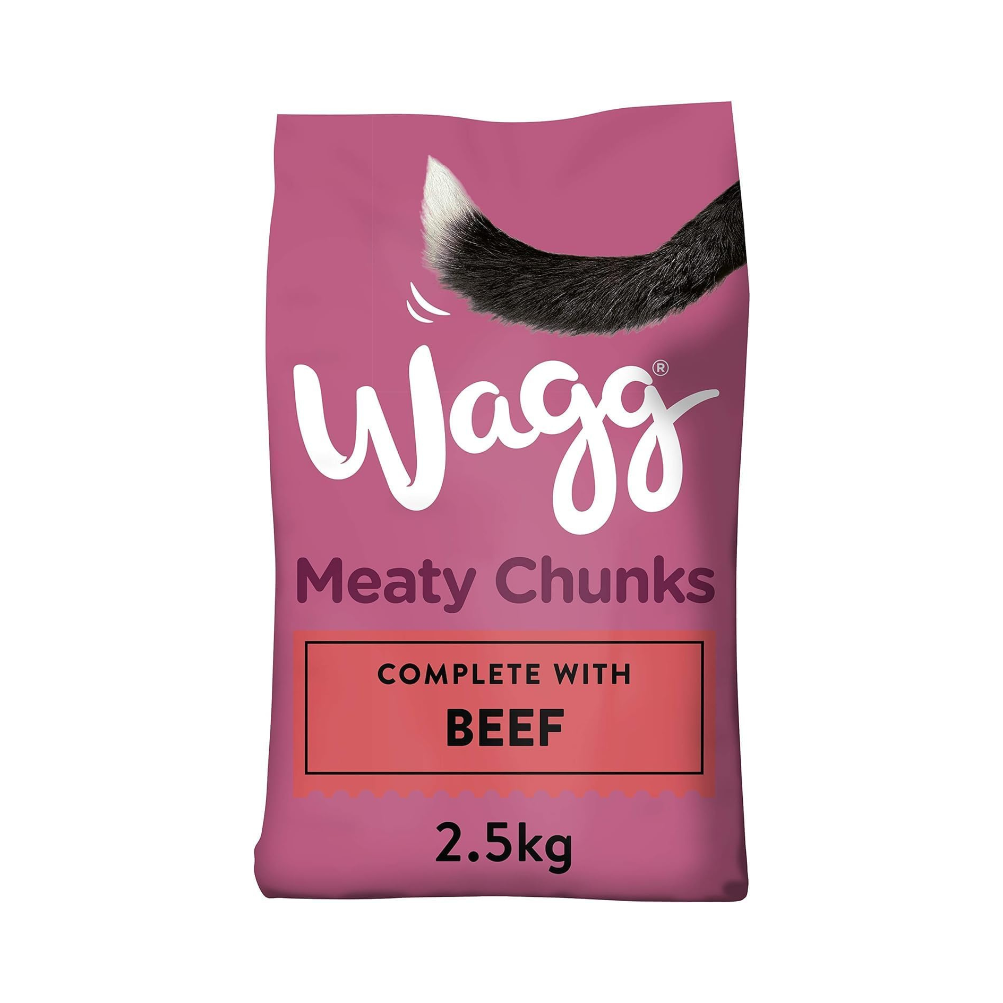 Wagg Meaty Chunks Complete Dry Adult Dog Food Beef 2.5kg (Pack of 4) - Meaty & Delicious