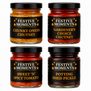 Luxury Mini Tasting Chutney's - Sweet & Spicy Tomato - Potting Shed Pickle - Chunky Onion Chutney - Gardeners Choice Chutney