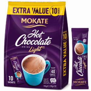 Mokate Light Instant Hot Chocolate Bag - (10 Sachets)