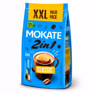 MOKATE 2-in-1 Classic Reduced Sugar Instant Coffee Sachets XXL Pack - (24 Sachets)