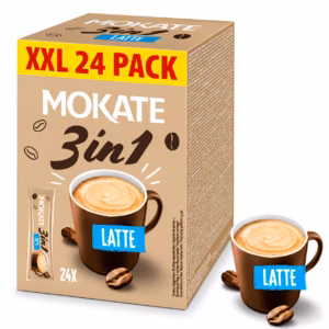 MOKATE 3-in-1 Latte Instant Coffee Sachets XXL Box - (24 Sachets)