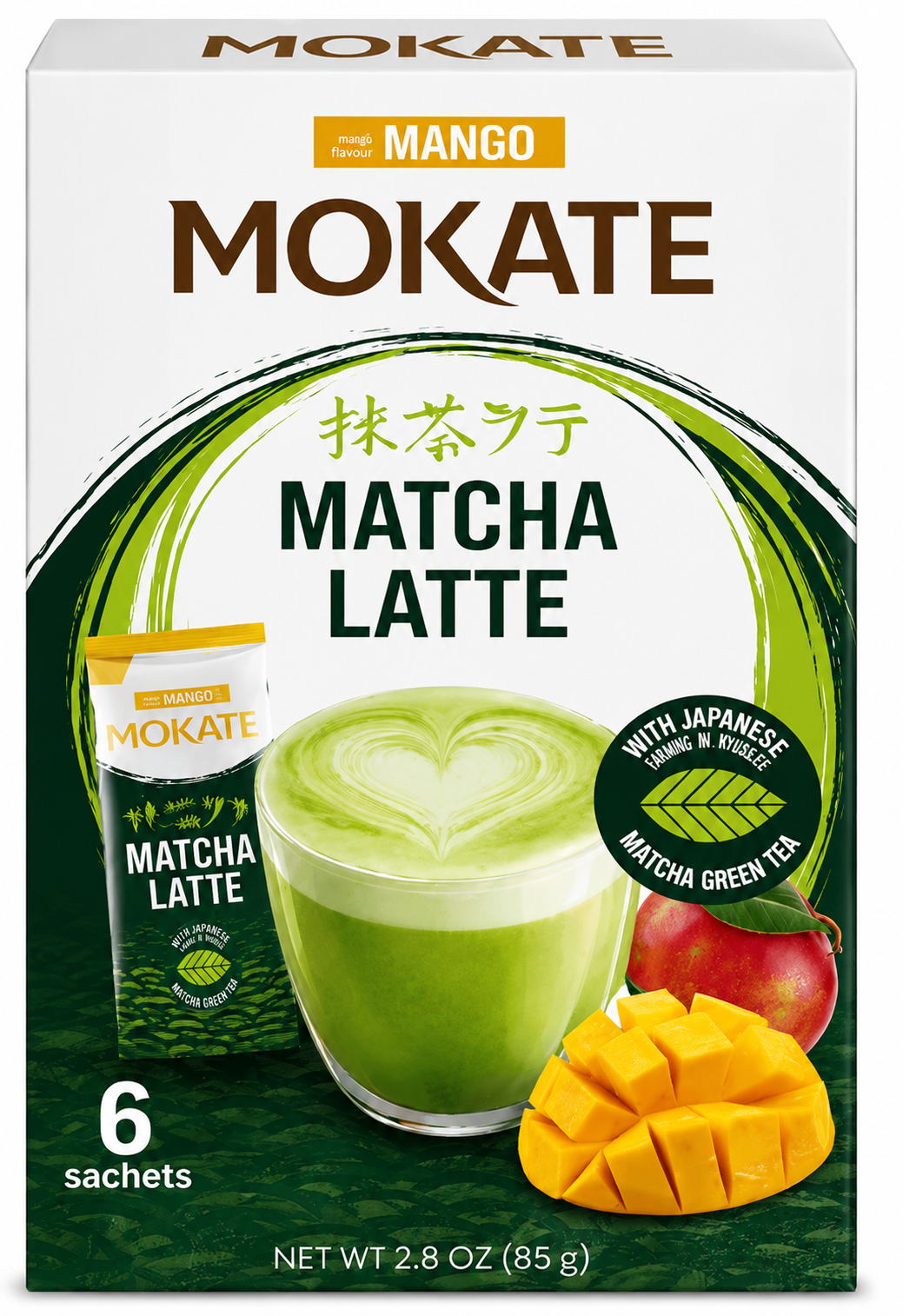 Mokate Matcha Mango Instant Latte Box - (6 Sachets)