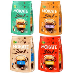 MOKATE 3in1 Luxury Instant Coffee Bundle - Irish Cream - Classic - Caramel - Latte - (40 Sachets)