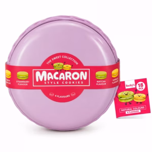 Purple Macaron Style Cookies Tub - 4 Flavours (Lemon, Strawberry, Matcha, Vanilla)