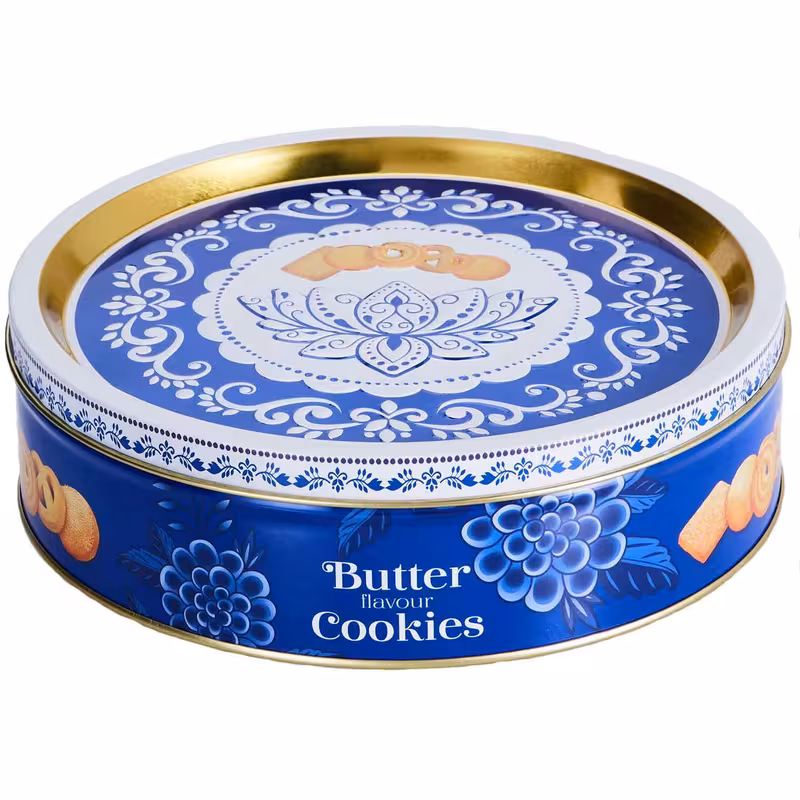 Luxury Butter Flavour Cookies Gift Tin (340g) - Decorative Porcelain Style Biscuit Tin