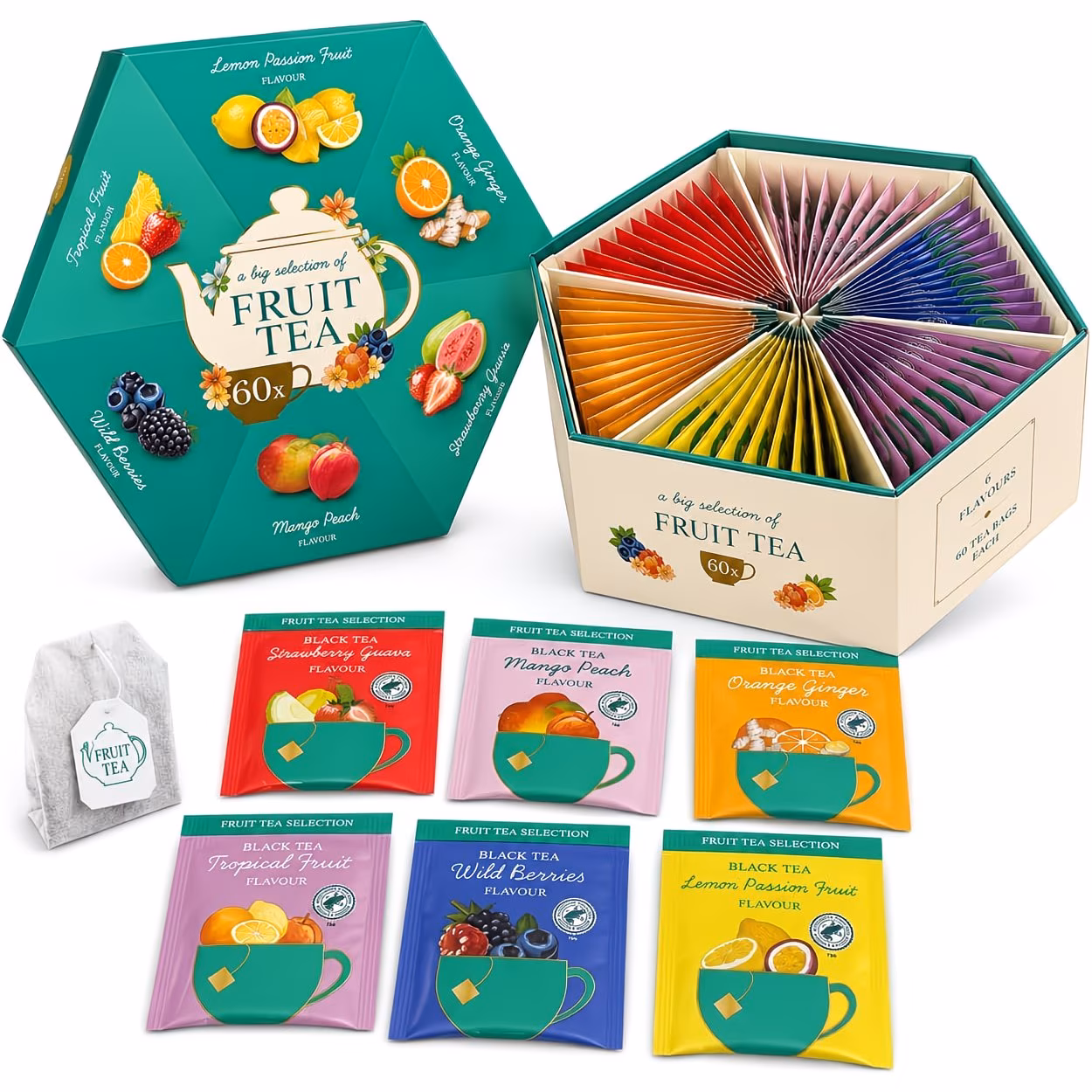 Luxury Hexagon Black Fruity Tea Set - 6 Flavours - Image 4