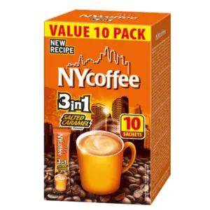 NY Salted Caramel Instant Coffee 3-in-1 with Sugar – (10 Sachets)