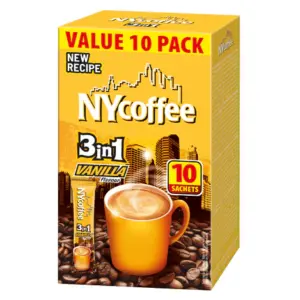 NY Vanilla Instant Coffee 3-in-1 with Sugar – (10 Sachets)